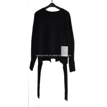 Winter Pure Color Knit Back Slipt Sweater for Ladies